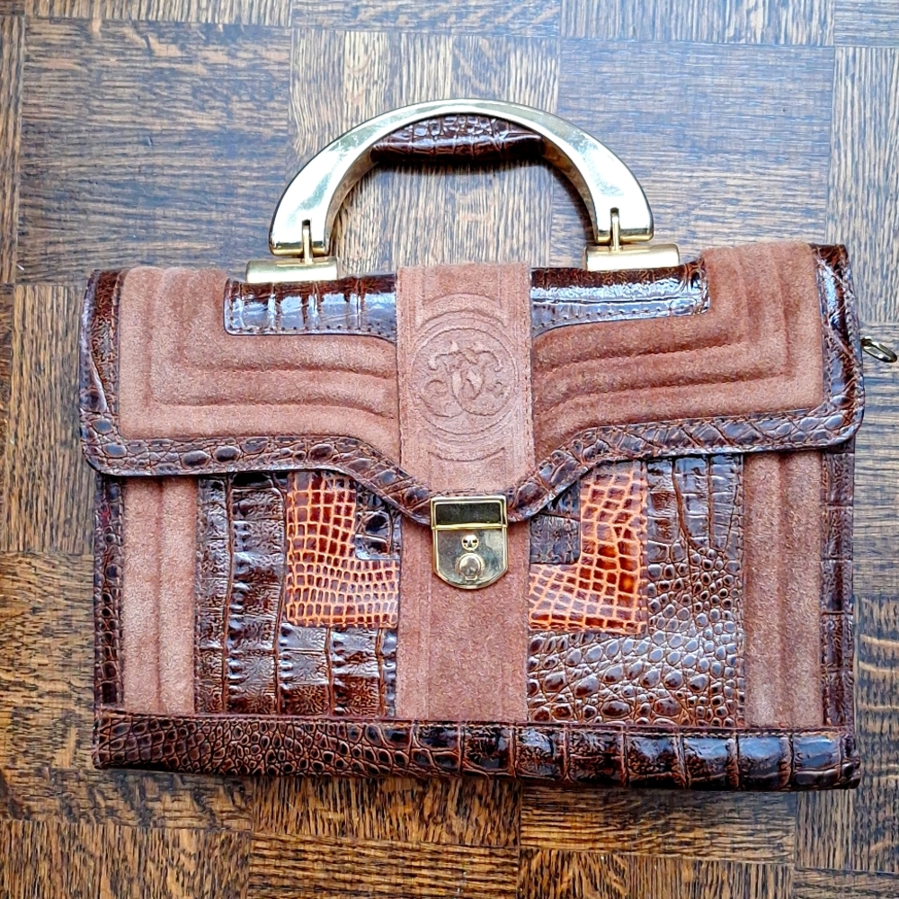 Brown leather handbag, c1970s